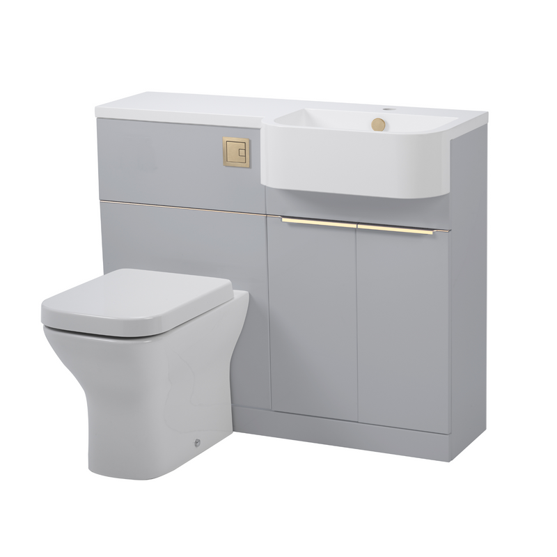 Tavistock Match 1000mm Basin & Back to Wall WC Unit Right Hand - Gloss Light Grey