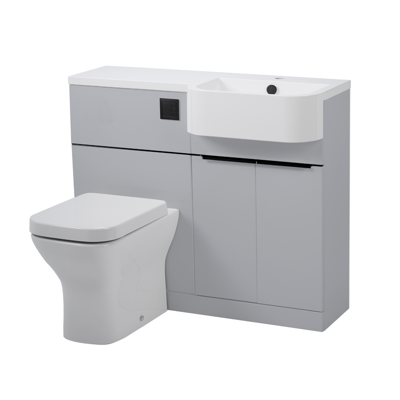 Tavistock Match 1000mm Basin & Back to Wall WC Unit Right Hand - Gloss Light Grey