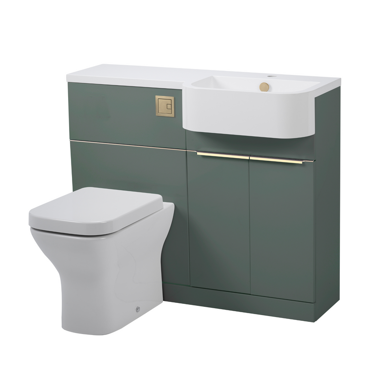 Tavistock Match 1000mm Basin & Back to Wall WC Unit Right Hand - Matt Viridian Green