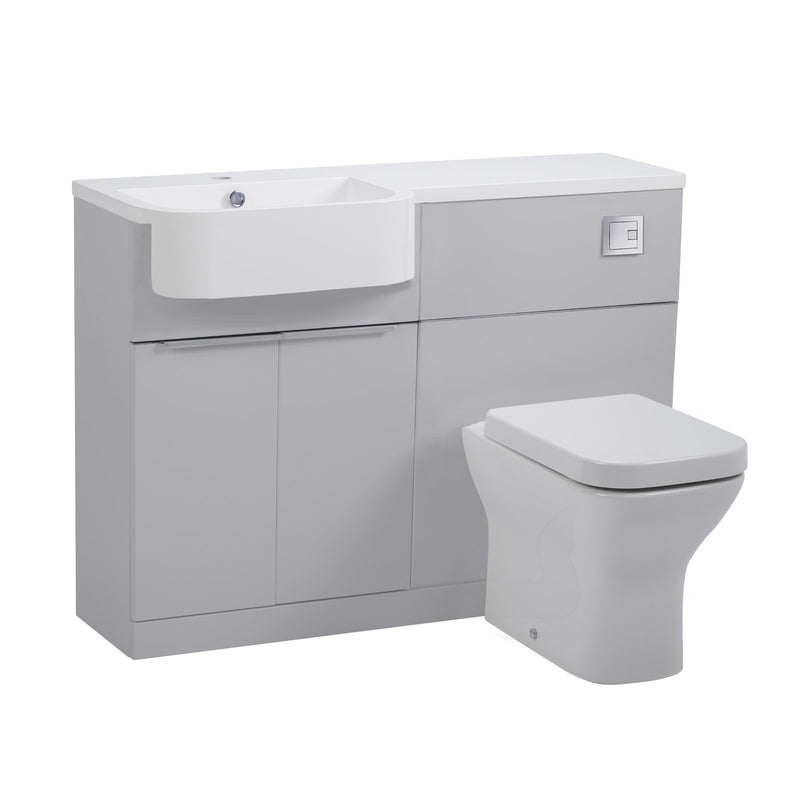 Tavistock Match 1200mm Basin & Back to Wall WC Unit Left Hand - Gloss Light Grey