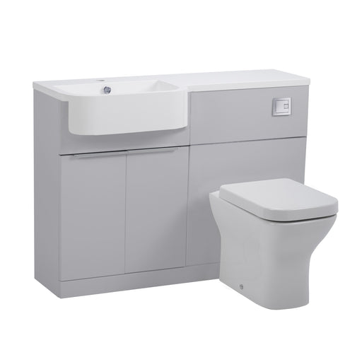 Tavistock Match 1200mm Basin & Back to Wall WC Unit Left Hand - Gloss Light Grey