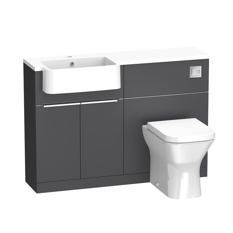 Tavistock Match 1200mm Basin & Back to Wall WC Unit Left Hand - Matt Storm Grey