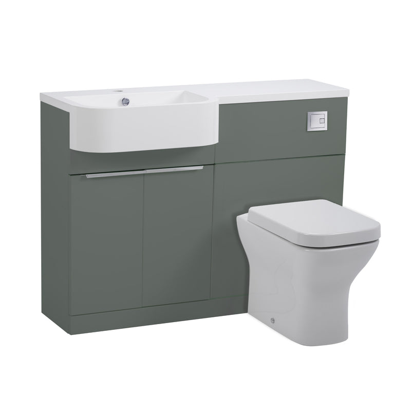 Tavistock Match 1200mm Basin & Back to Wall WC Unit Left Hand - Matt Viridian Green