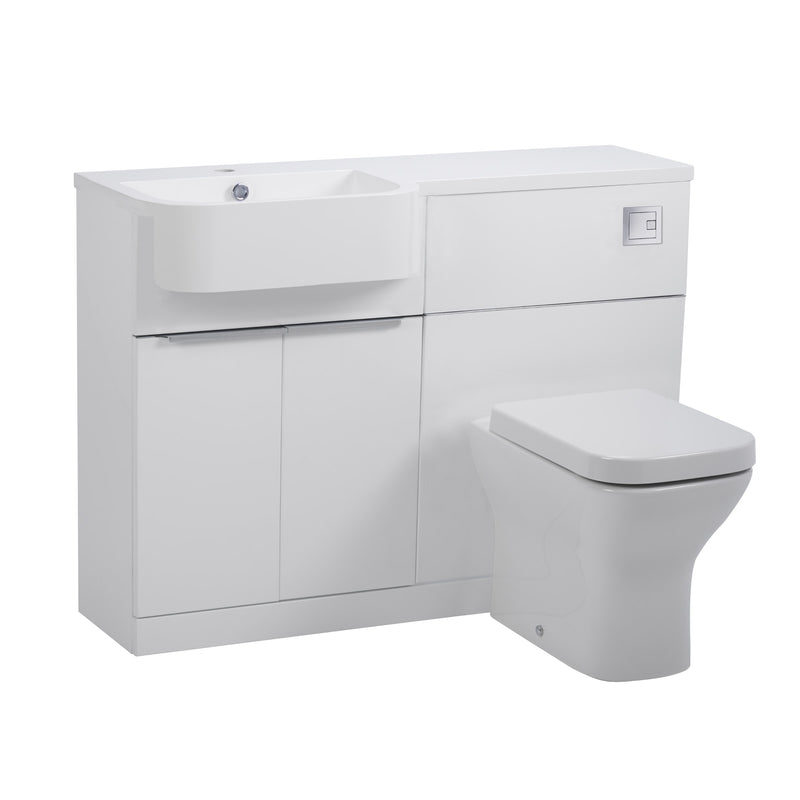Tavistock Match 1200mm Basin & Back to Wall WC Unit Left Hand - Gloss White