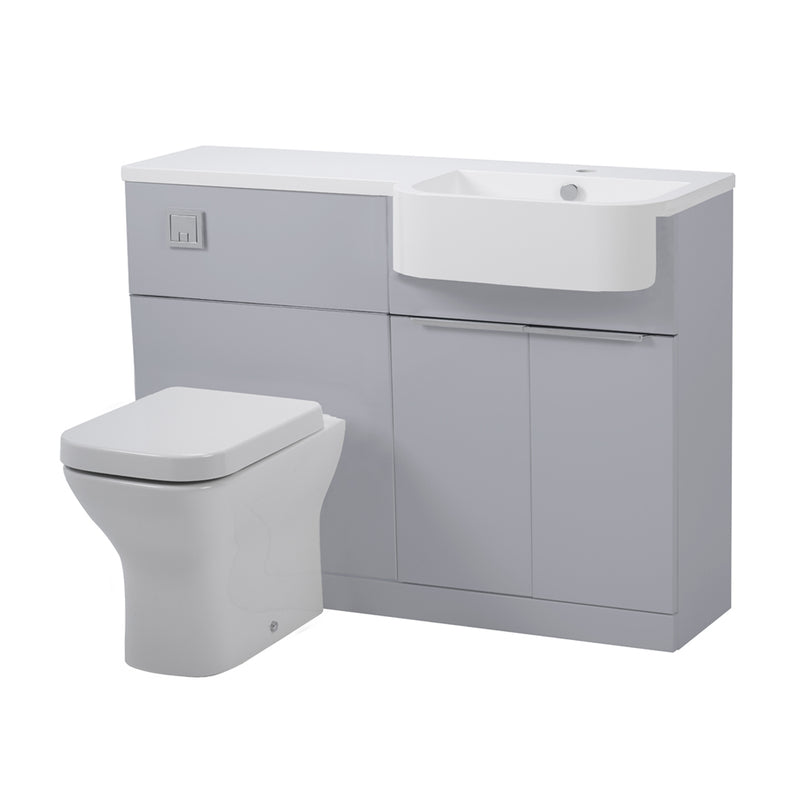 Tavistock Match 1200mm Basin & Back to Wall WC Unit Right Hand - Gloss Light Grey