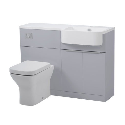 Tavistock Match 1200mm Basin & Back to Wall WC Unit Right Hand - Gloss Light Grey