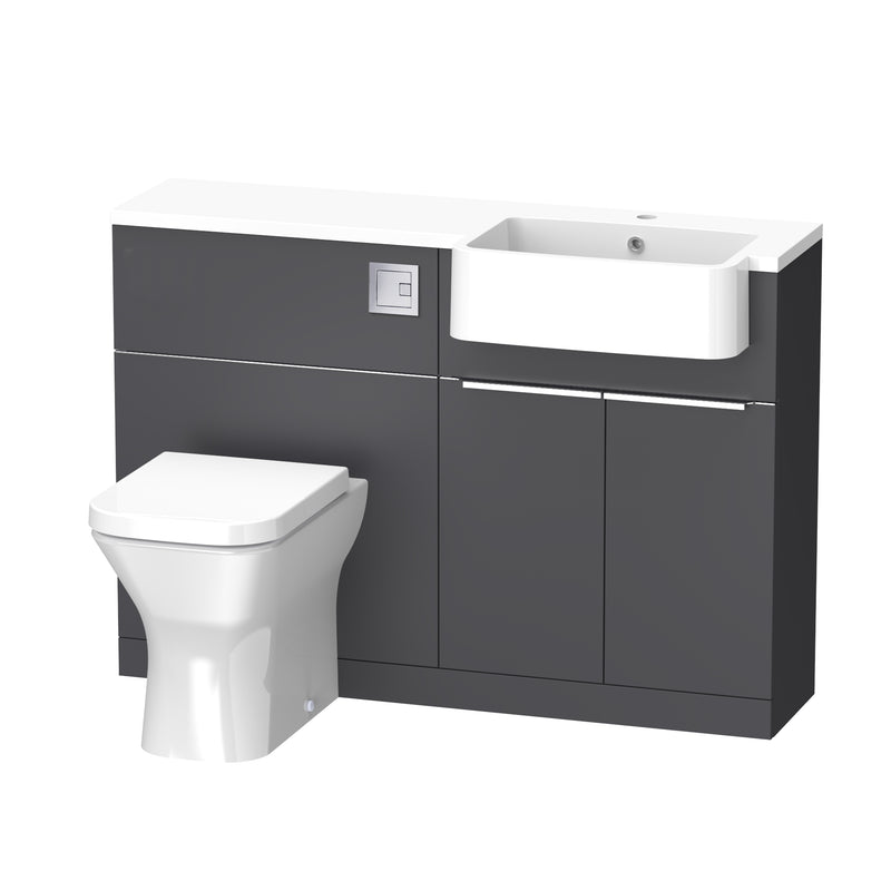 Tavistock Match 1200mm Basin & Back to Wall WC Unit Right Hand - Matt Storm Grey