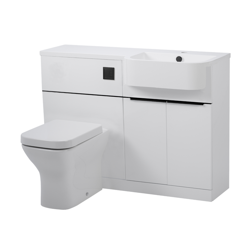 Tavistock Match 1200mm Basin & Back to Wall WC Unit Right Hand - Gloss White