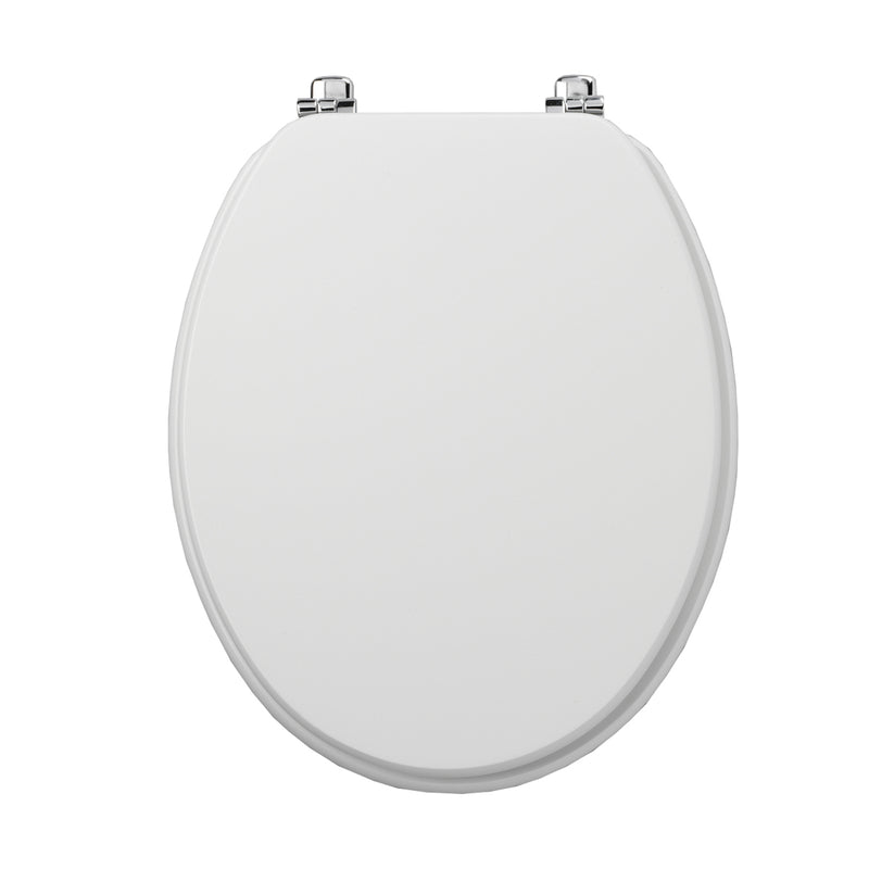 Tavistock Millennium Wooden Toilet Seat Chrome Hinges - White