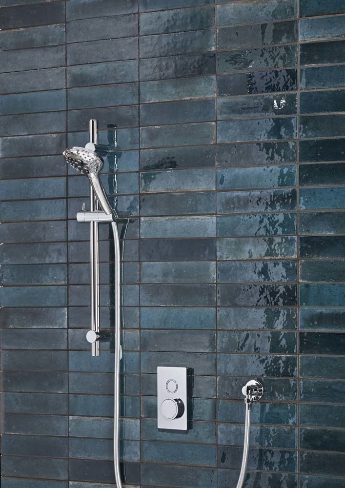 Tavistock Axiom Single Function Push Button Shower System with Riser Kit - Chrome