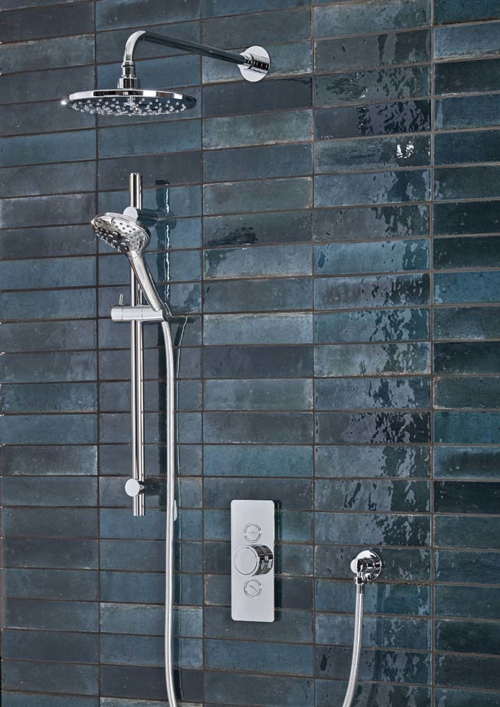Tavistock Axiom Dual Function Shower System with Riser Kit & Overhead - Chrome