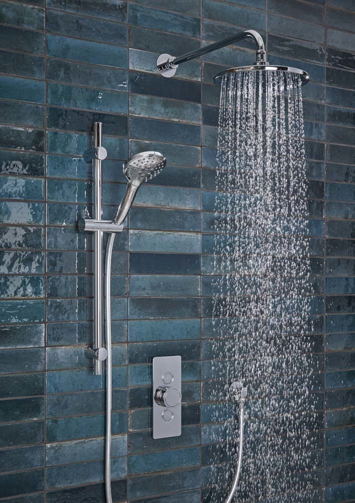 Tavistock Axiom Dual Function Shower System with Riser Kit & Overhead - Chrome