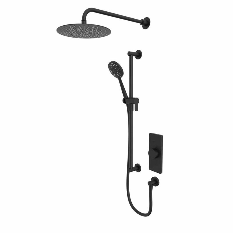 Tavistock Axiom Dual Function Shower System with Riser Kit & Overhead - Black