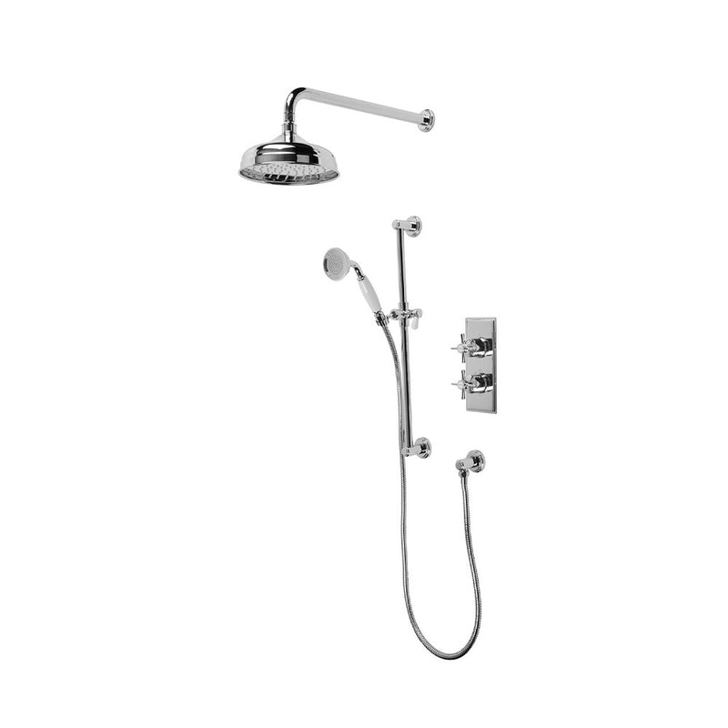 Tavistock Cheltenham Dual Function Shower System with Riser Kit & Overhead - Chrome