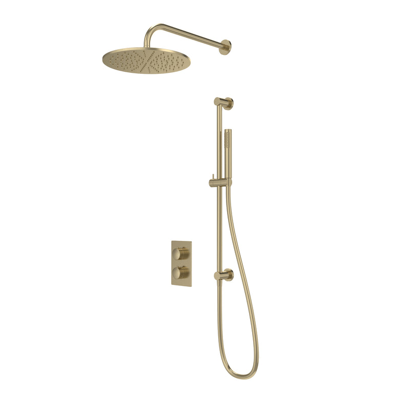 Tavistock Cohort Dual Function Shower System with Riser Kit & Overhead Shower - Brushed Brass