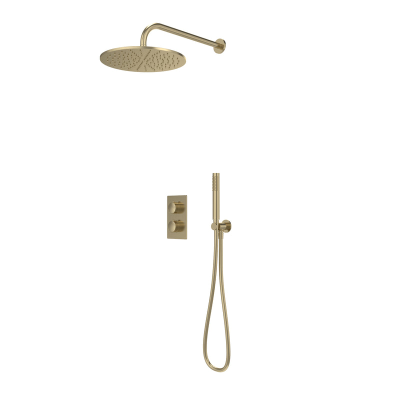 Tavistock Cohort Dual Function Concealed Shower System with Overhead Shower - Brushed Brass