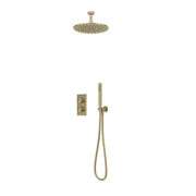 Tavistock Cohort Dual Function Shower System with Ceiling Mounted Head - Brushed Brass