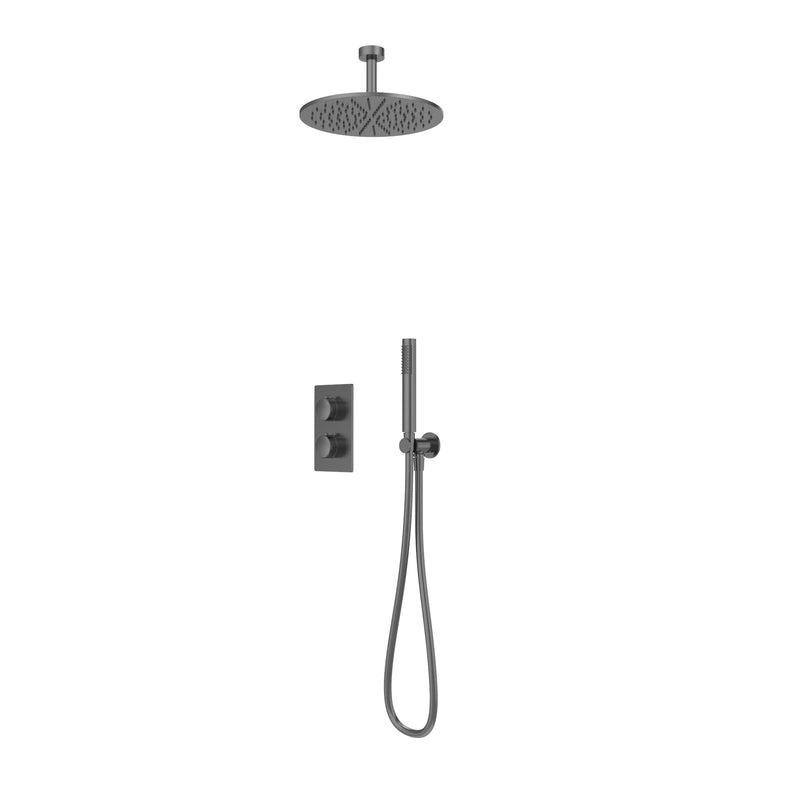 Tavistock Cohort Dual Function Shower System with Ceiling Mounted Head - Gunmetal