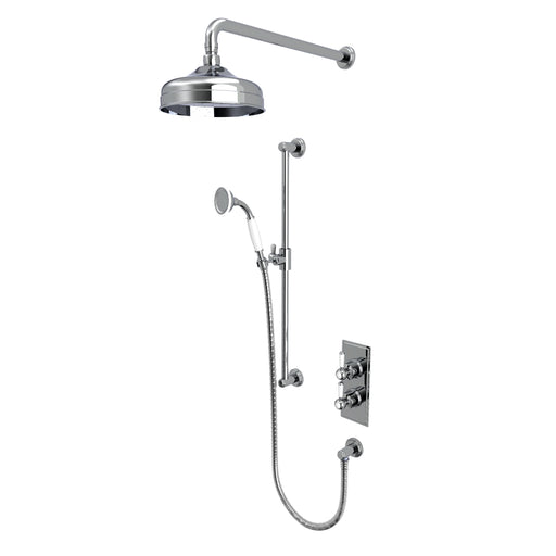 Tavistock Lansdown Dual Function Shower System with Riser Kit & Overhead Shower - Chrome