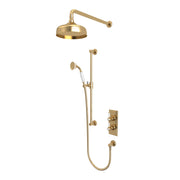 Tavistock Lansdown Dual Function Shower System with Riser Kit & Overhead Shower - Brushed Brass