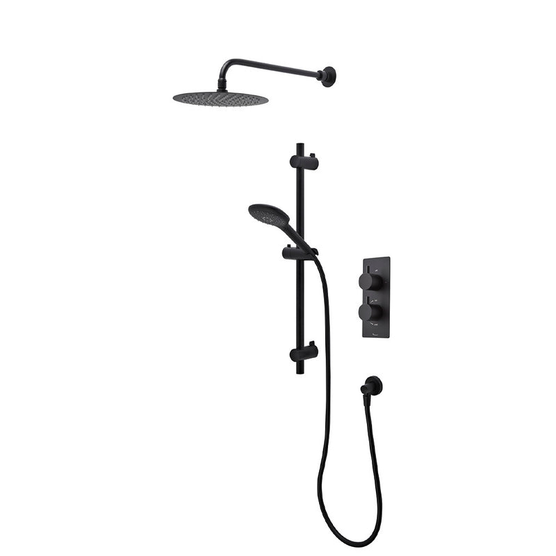 Tavistock Merit Dual Function Shower System with Riser Kit & Overhead Shower - Black