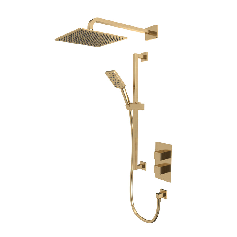 Tavistock Index Dual Function Shower System with Riser Kit & Overhead Shower - Brushed Brass