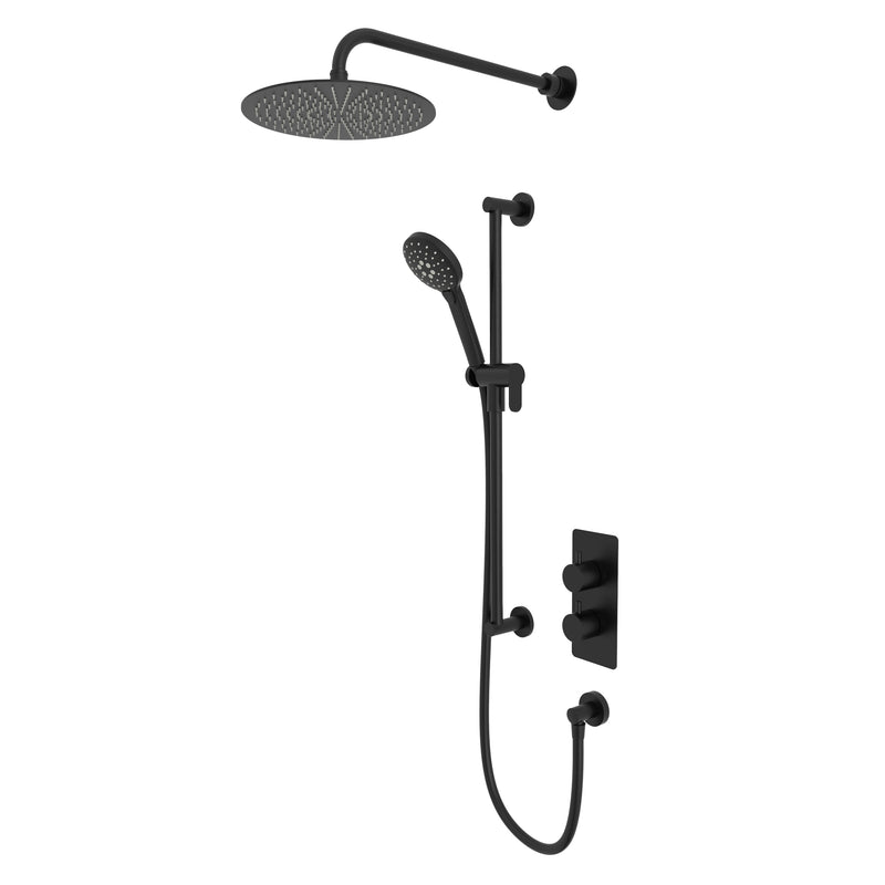 Tavistock Quantum Dual Function Shower System with Riser Kit & Overhead Shower - Black