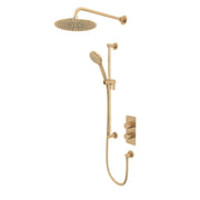 Tavistock Quantum Dual Function Shower System with Riser Kit & Overhead Shower - Brushed Brass