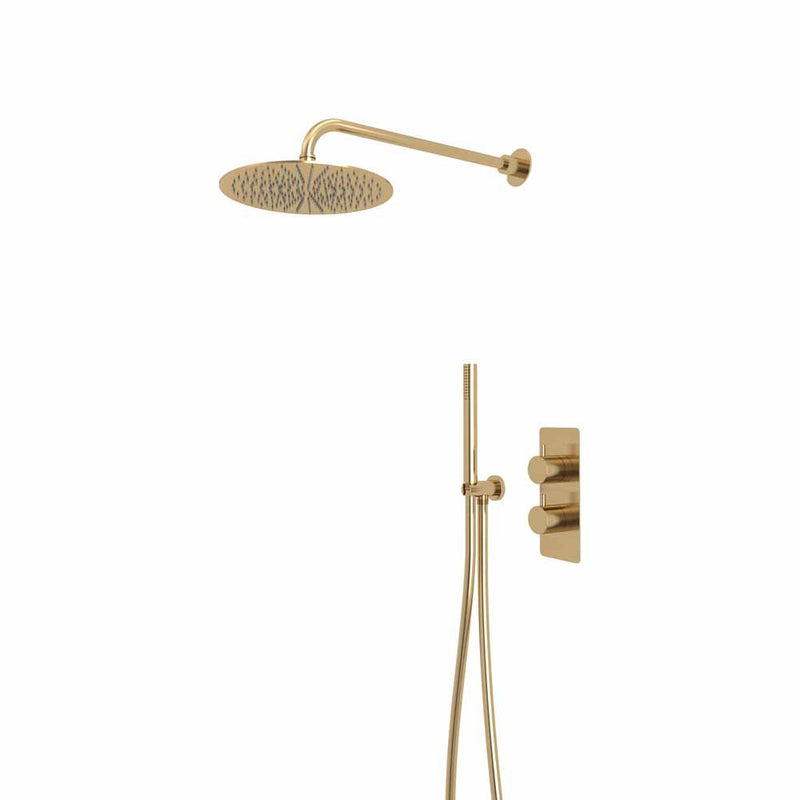 Tavistock Quantum Dual Function Shower System with Handset & Overhead - Brushed Brass