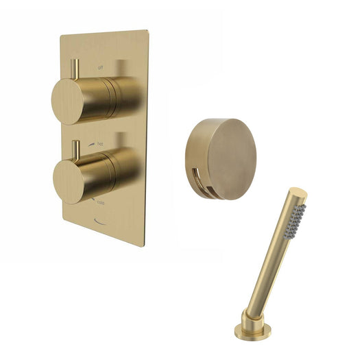 Tavistock Quantum Dual Function Shower System with Overflow Bath Filler & Handset - Brushed Brass