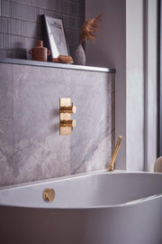 Tavistock Quantum Dual Function Shower System with Overflow Bath Filler & Handset - Brushed Brass