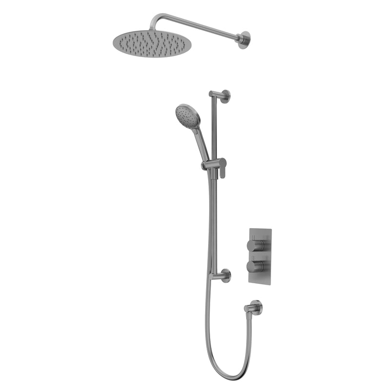Tavistock Quantum Dual Function Shower System with Riser Kit & Overhead Shower - Gunmetal