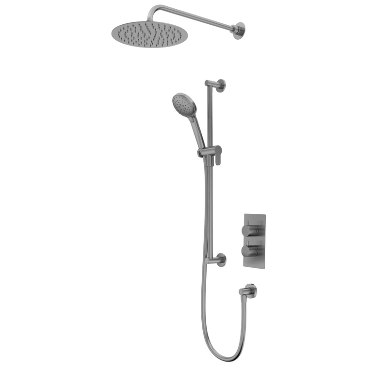 Tavistock Quantum Dual Function Shower System with Riser Kit & Overhead Shower - Gunmetal