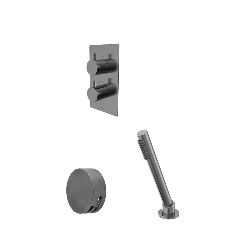 Tavistock Quantum Dual Function Shower System with Overflow Bath Filler & Handset - Gunmetal