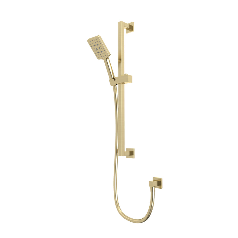 Tavistock Square Shower Kit with Riser Rail & Handset - Brushed Brass