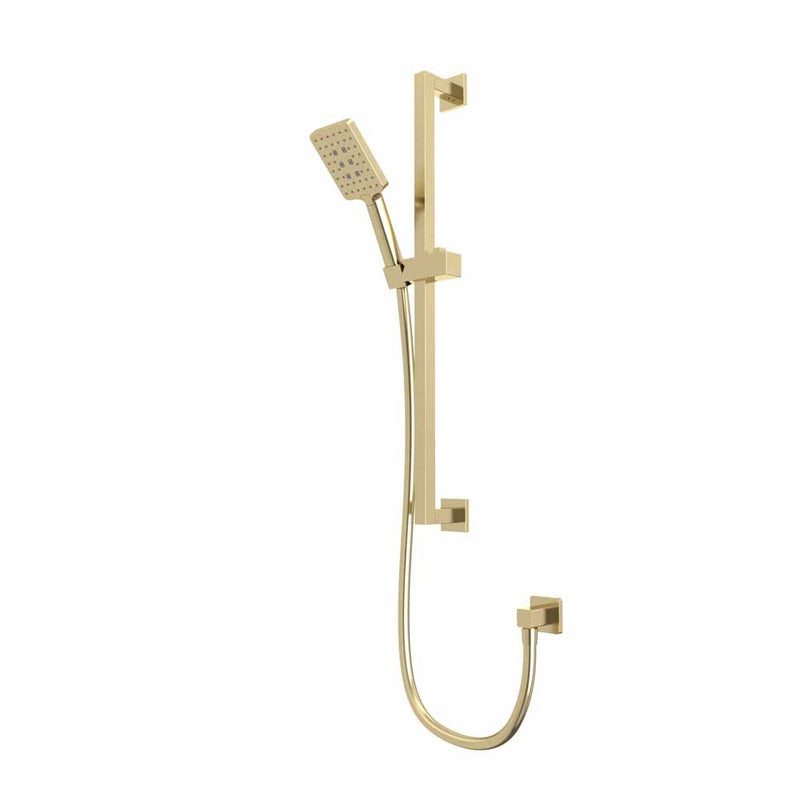 Tavistock Square Shower Kit with Riser Rail & Handset - Brushed Brass