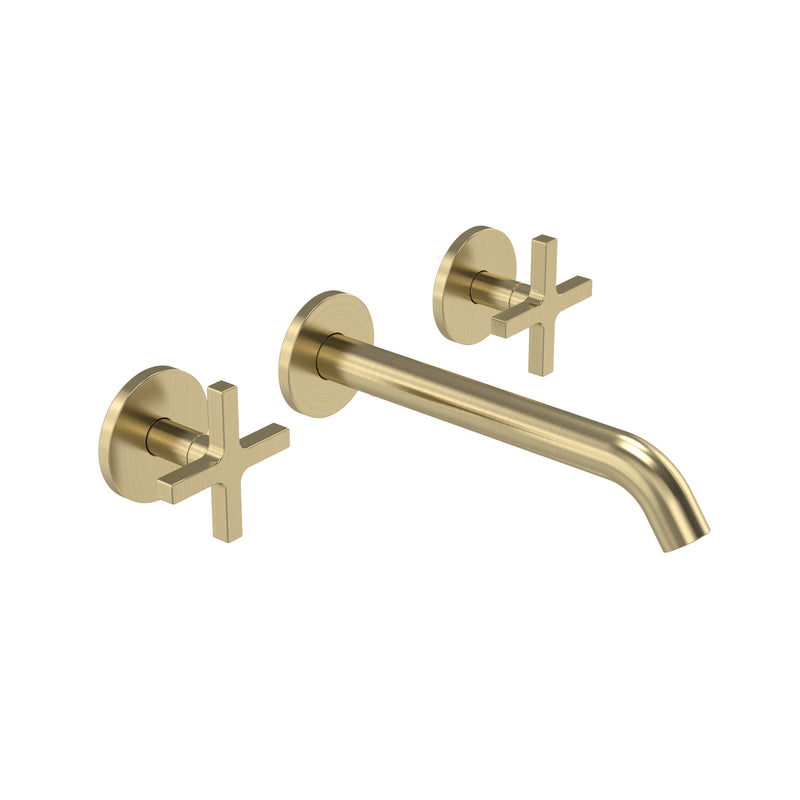 Tavistock Cohort Cross Wall Mounted Basin / Bath Mixer - Brushed Brass