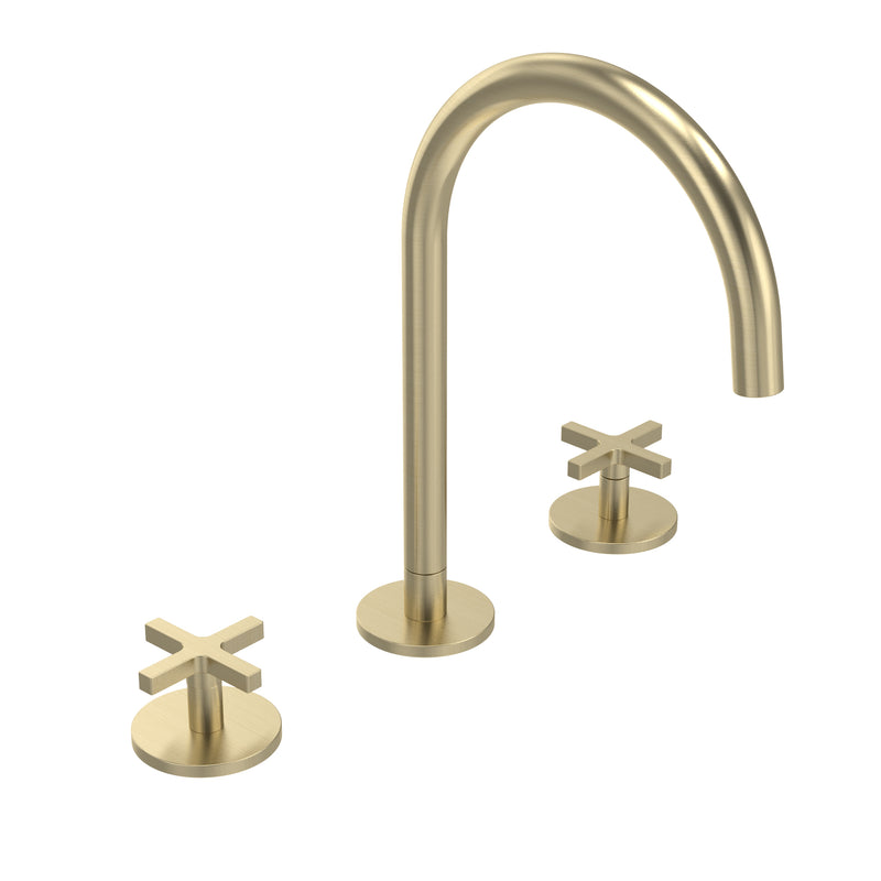 Tavistock Cohort Cross 3 Tap Hole Basin Mixer with Click Waste - Brushed Brass