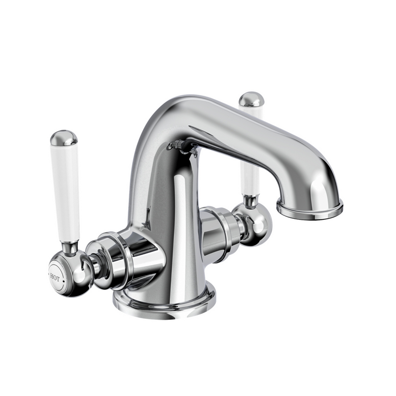 Tavistock Lansdown Twin Handle Basin Mixer with Click Waste - Chrome
