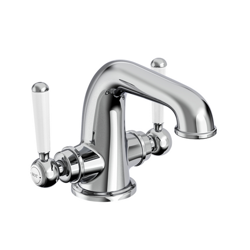 Tavistock Lansdown Twin Handle Basin Mixer with Click Waste - Chrome