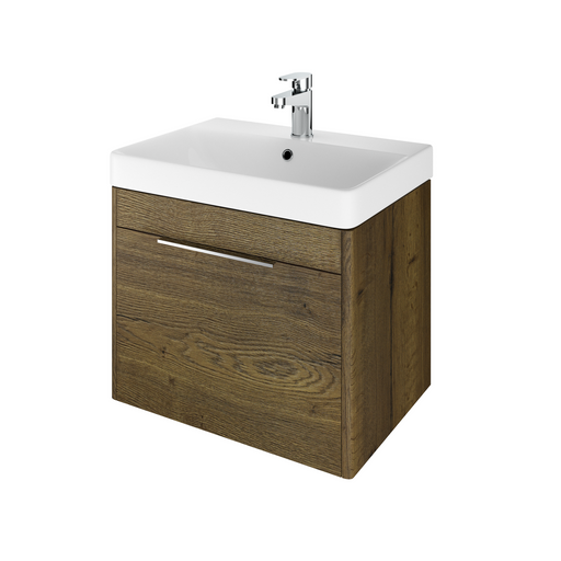 The White Space Americana 600mm wall hung vanity unit in Tobacco Oak
