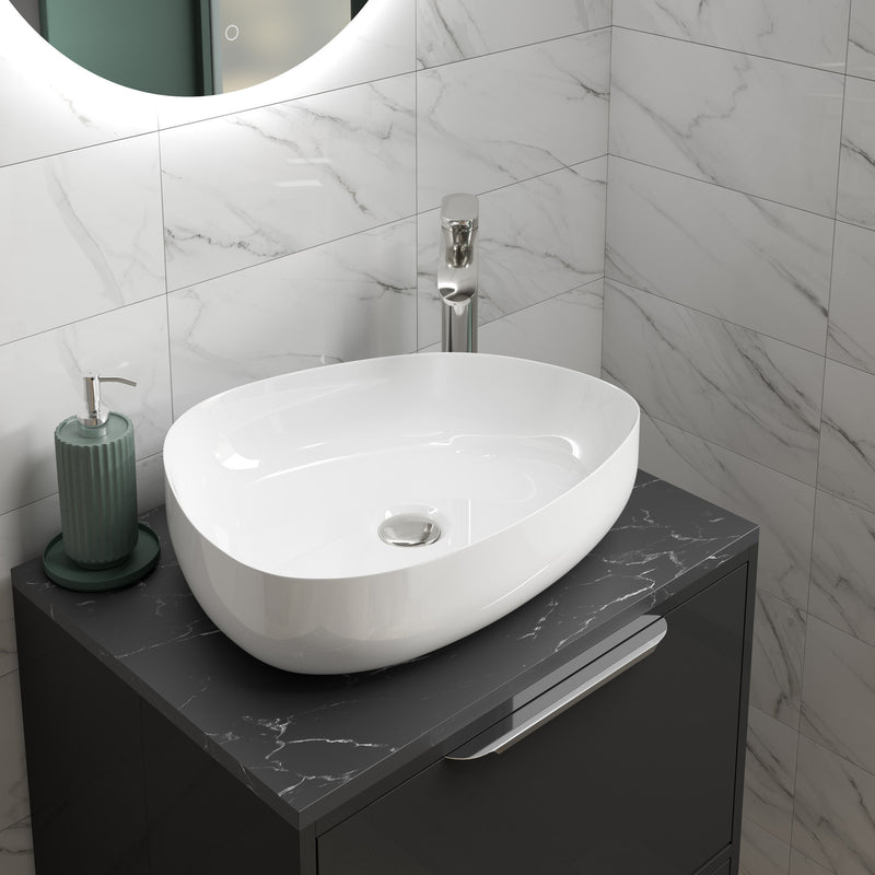 The White Space Asymmetric countertop basin bowl in white
