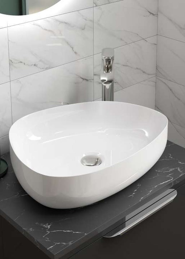 The White Space Asymmetric countertop basin bowl in white