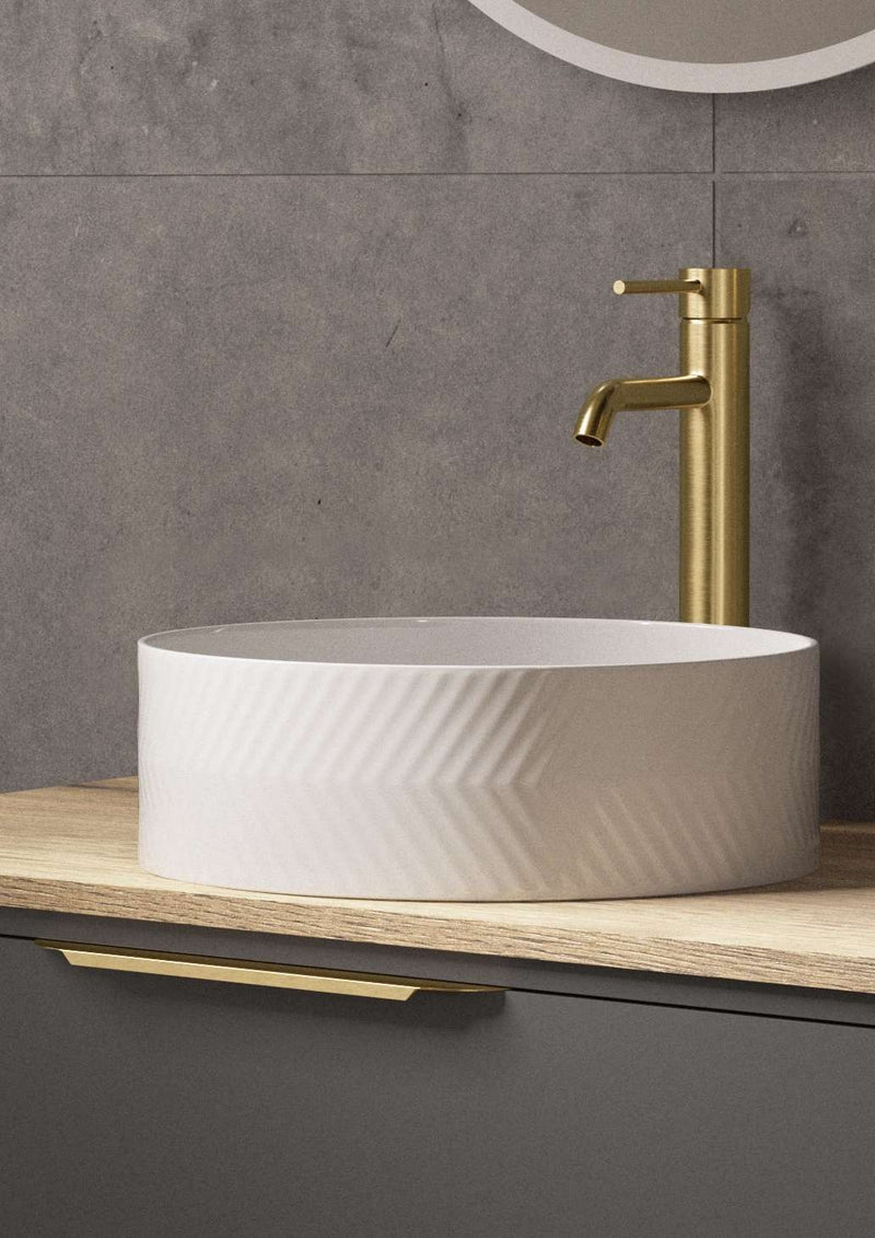 The White Space Chevron countertop basin bowl in white