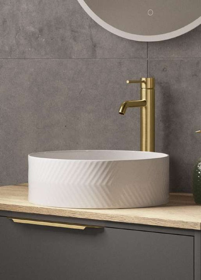 The White Space Chevron countertop basin bowl in white
