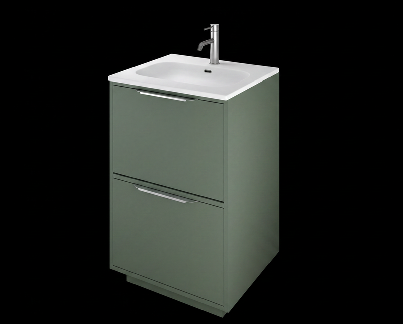 The White Space Choice 500mm floorstanding vanity unit in Dark Sage Green