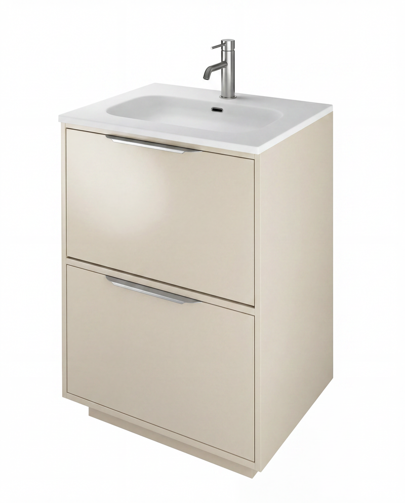 The White Space Choice 600mm floorstanding vanity unit in Portland Stone