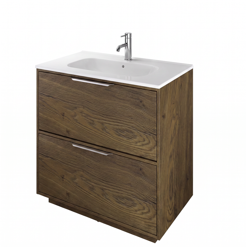 The White Space Choice 800mm floorstanding vanity unit in Tobacco Oak