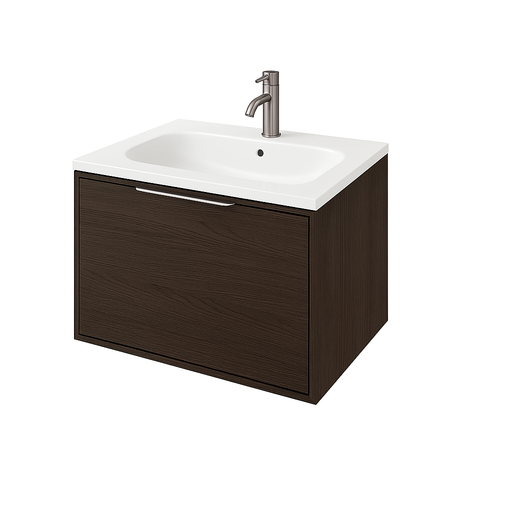 The White Space Choice 500mm wall hung vanity unit in Tobacco Oak