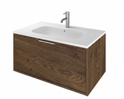 The White Space Choice 800mm wall hung vanity unit in Tobacco Oak